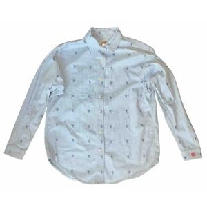 BARN FLY Women's Button Long Sleeve Shirt Houston Livestock Rodeo Logo Sz M